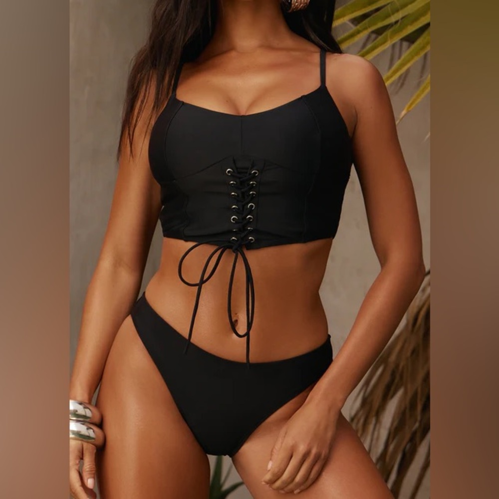 Black Corset Lace Up Bikini NEW 🏷️ - Picture 4 of 4